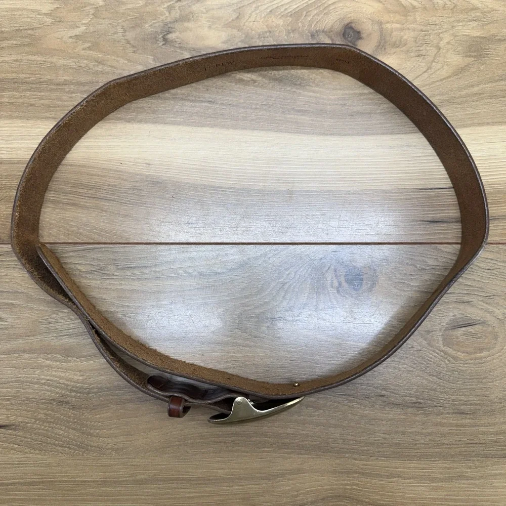 J.Crew Genuine Italian Leather Brown Belt Womens L Large 36 38 USA Made Casual
